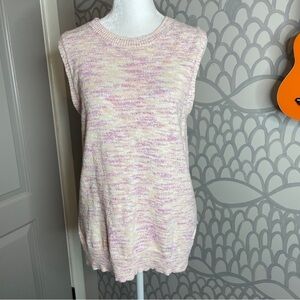 J.Crew Size M Pink Purple Cream Sweater Sleeveless Cotton Linen Blend